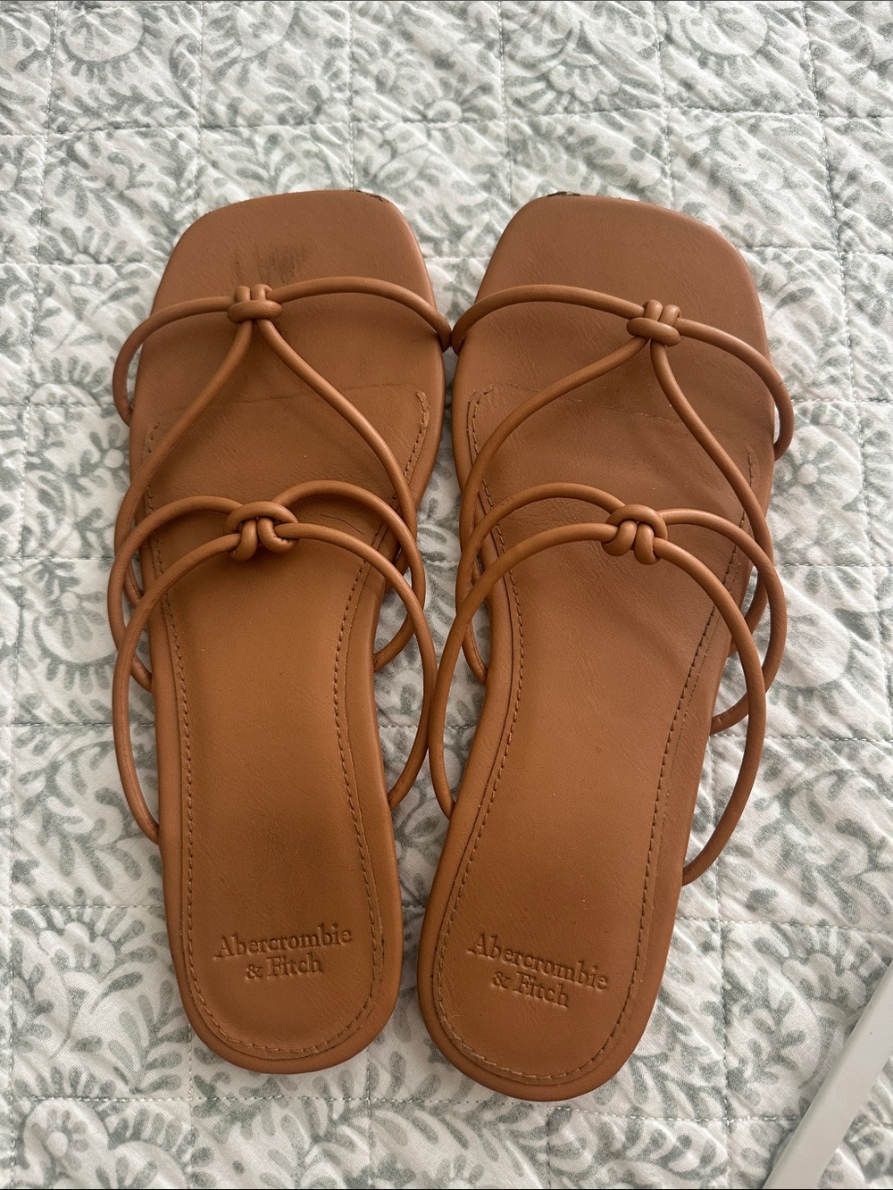 Abercrombie & Fitch Women's Tan Strappy Slide Sandals